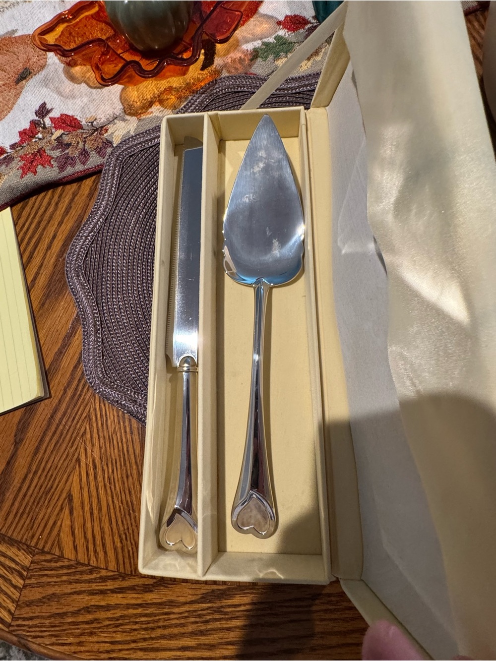 Lenox Silver Heart-Handled Cake Server and Knife Set